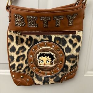 Betty Boop Leopard and Brown Crossbody Bag
